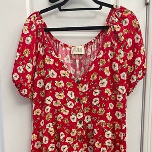 Womens Plus Just Found 3X Red Floral Dress